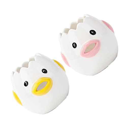 OKUMEYR 2pcs Cute Ceramic Egg Separator Practical Baking Tools for Egg Filtration Adorable Chick Design for Home Shop and Hotel Use Easy to Separate Yolk and White