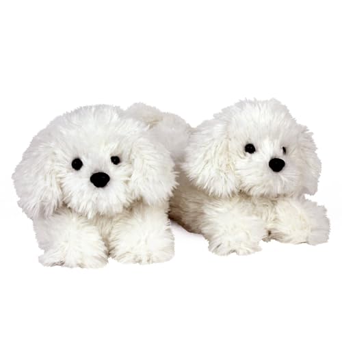 Bichon Frise Slippers for Women and Men - Fuzzy Plush Dog Slippers for Adults