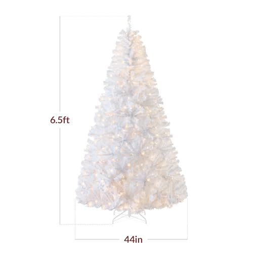 Best Choice Products White Christmas Tree 6ft Pre-Lit Artificial Pine Tree Premium Holiday Decoration w/Warm White Lights, Stand, Easy Assembly
