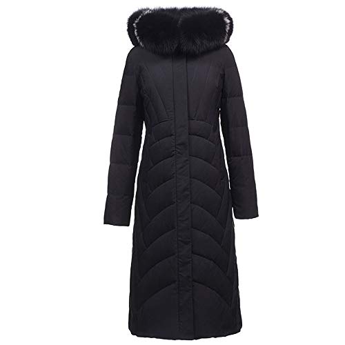 Manteau longue femme chaud avec capuche fourrure artificielle pour l'hiver