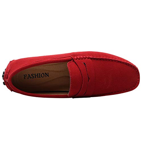 Image of ANUFER Men's Suede Leather Penny Loafers Comfort Driving Shoes Moccasin Slippers
