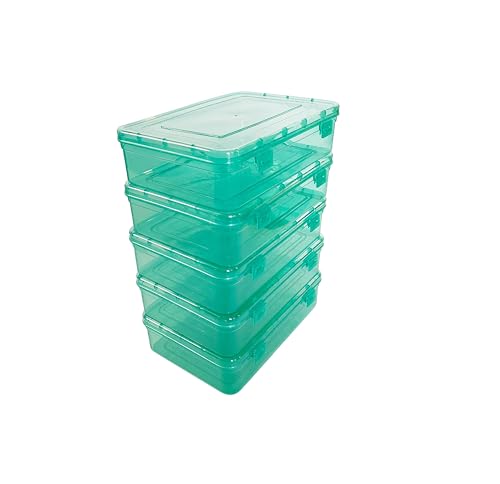 Image of Feliz Green Coloured Plastic Medium Storage Boxes Size 8.5 x 5.5 x 2.25 inches (Set of 5)