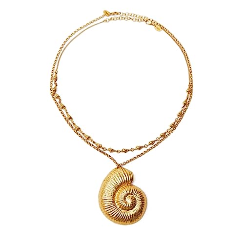 [ECVGHD] Gold Color 2-layer Conch Pendant Necklace For Women Egirls y2k Neck Jewelry