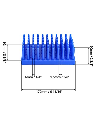 Qwork Test Tube Rack, Plastic Spike Drying Rack Holds, 2 Pack, 66-Position, For 12-16 Mm Tubes, Blue #TOP5