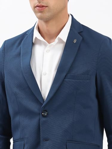 Image of SHOWOFFFF Men Solid Single Breasted Casual Blazer | Notched Lapel Full Sleeves Cotton Blazer for Mens | Slim Fit Regular Length Blazer for Men's