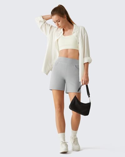 Image of G4Free EverGoing Women's Casual Shorts High Waisted 4'' / 5'' Comfy Shorts with Pockets for Yoga Workout Lounge