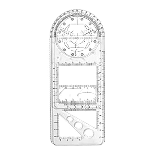 FUTAIKANG Regla Multifunción con 14 Figuras Geométricas de Diferentes Formas, Plantillas de dibujo, Reglas de dibujo geométrico para oficina y escuela (1pcs Transparente) Cover