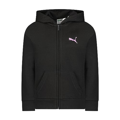 PUMA girls Core Logo Zip Up Hoodie Hooded Sweatshirt, Black, Small US