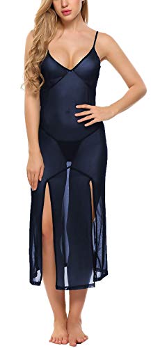 Image of Xs and Os Women's Polyester & Spandex Plain Maxi Nightgown