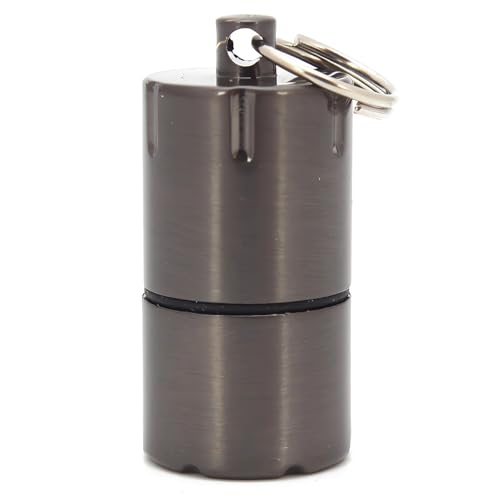 The world's smallest kerosene lighter! Height 1 inch/φ0.5 inch Capsule Lighter Portable Metal Miniature EDC Gear Waterproof Small Peanut Lighter (Fuel Not Included) (Mini Black)