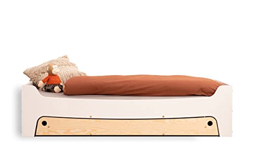 SMARTWOOD TILA 10 Kinderbett 90x200 mit Lattenrost und Schublade - Holz Kinderbett für Jungen & Mädchen - Montessori Bett mit Lattenrost 200x90 cm - weiß - Schublade mit Schlaffunktion Cover