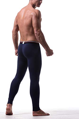 KAMUON Men’s Cotton Long Johns Thermal Bottoms Long Underwear Pants with Sheath (US M = Asian Tag 2XL : Waist 32"-34", 1 Pack-Royal Blue) - Thumbnail 3
