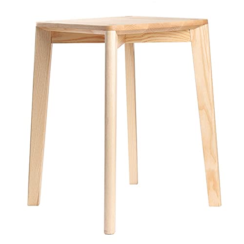 Tabouret carré pour salon marron style rétro chic en bois massif