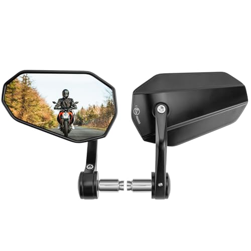 Espejos Moto Homologados E24 Retrovisores Moto Manillar de Giratorio 360° Universales para Motocicleta Scooter con Cromados Ajustable (1 Par)