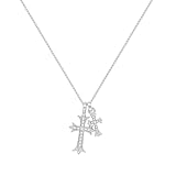 AOSWUD Collar de Cruz para Mujer kreuz-Halskette für Damen, Cadena de Oro de 18 Quilates con Colgante de Doble Cruz con Circonitas,Delicado Regalos de Joyería para las Mujeres Niñas (Plata)