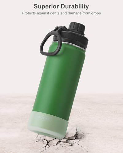 Image of koodee Insulated Water Bottle, 18 oz Stainless Steel Double Wall Vacuum Wide Mouth Sport Bottle with Leakproof Spout Lid (Grass Green)