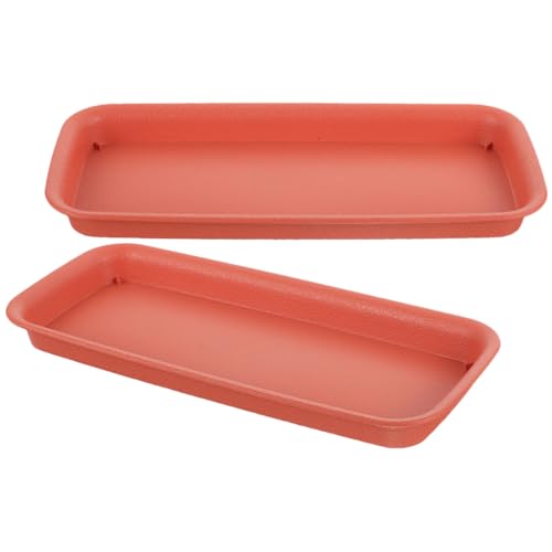 Veemoon 2 Bandejas Rectangulares para Macetas de Plástico Reutilizables Color Ladrillo Tamaño 400 Platos para Plantas de Interior y Exterior Bandejas Antigoteo para Bonsáis y Macetas