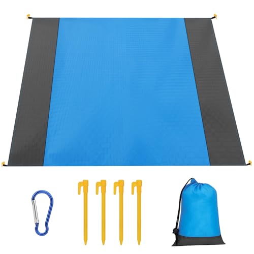 flintronic Alfombra de Playa, Alfombra de Playa Antiarena Grande, Esterilla de Playa Portátil, Alfombra de Picnic Antiarena con Clavijas Fijas Manta Multifuncional para Camping, Pícnic, Viajes