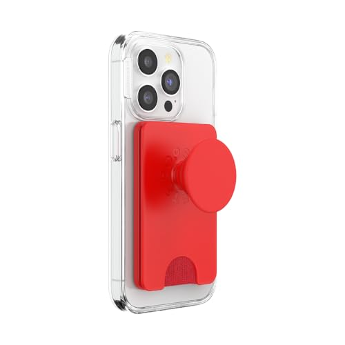 Image of PopSockets Phone Wallet for MagSafe, Phone Card Holder with Grip, Red - Rosso