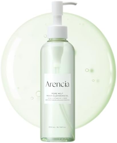 ARENCIA Pore Melt Mochi Makeup-Removing Cleansing Oil, Non-Comedogenic, Rice Amino Acids HD, Vitamin E, Cica, & Ceramide, 6.76 fl oz