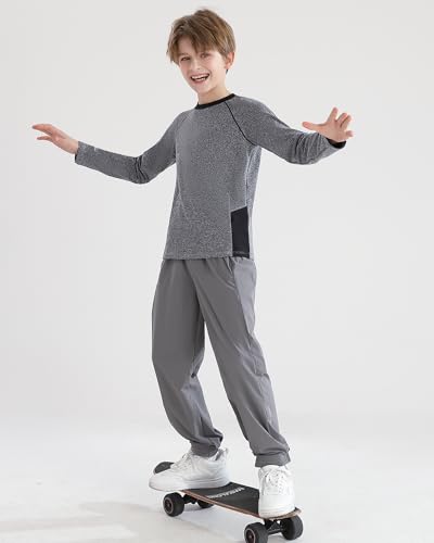 Image of Angel season Boys Girls Long Sleeve Shirts Breathable Moisture Wicking Athletic Activewear T-Shirt for Kids, 5-14 Years