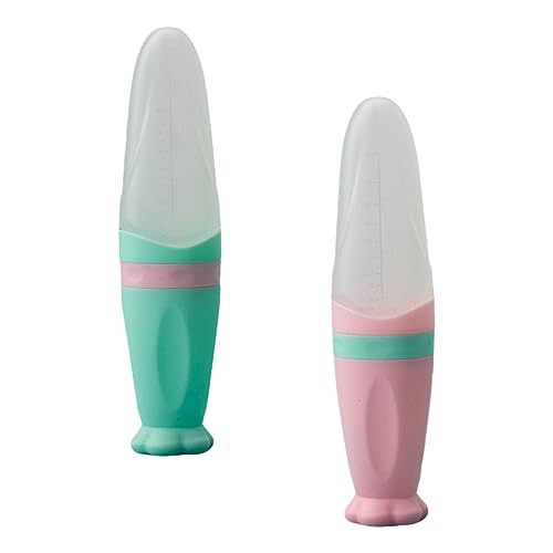 GREENADSCAPE 2 Piezas Comedero Bebe Exprimir Cuchara Botella Cuchara De Cereales Alimentador De Bebe Cucharas Exprimibles Biberones Cuchara De Cereal Infantil Biberón Gel De Sílice