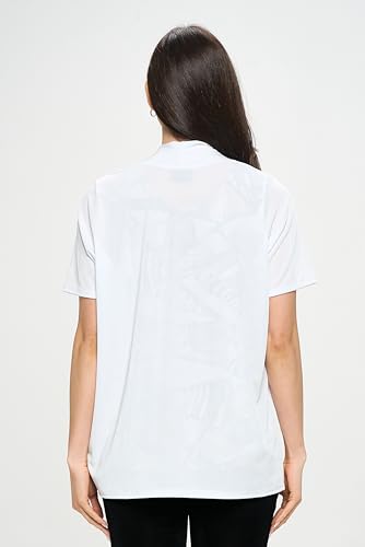 Jostar Women's Drape Cardigan Jacket - Short Sleeve Stretch Draped Open Front Sweater 4004BN-SRS1-WHT XL White3