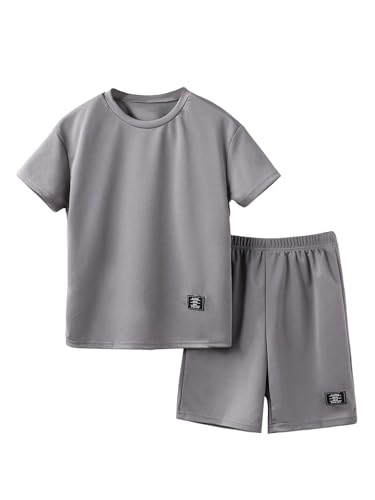 Image of SHENHE Boy's 2 Piece Outfits Crewneck Shorts Sleeve Tee Shirt and Elastic Waist Shorts Set