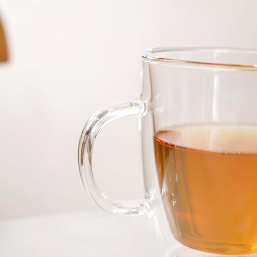 Image of Nestasia Double Wall Borosilicate Glass Mugs Set of 2 (280ml Each) - Microwave & Dishwasher Safe Transparent Glass Tea Cups | Food Safe & Durable Coffee Mugs - Ideal for Latte, Espresso, Cappuccino
