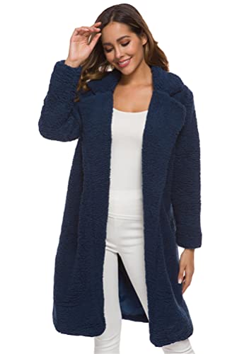 OMZIN Womens Solid Color Baggy Overcoat Winter Warm Long Sleeve Coat Plus Size Fluffy Cardigan2
