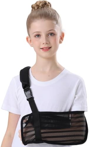 Breathable Mesh Kids Arm Sling for Boys & Girls(Black, Small)