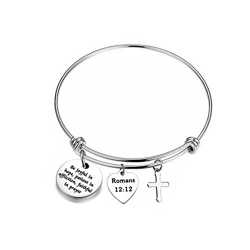 bobauna Christian Bracelet Be Joyful In Hope Patient In Afflication Faithful In Prayer Romans 12:12 Bible Verse Jewelry Religious Gift (romans 12:12 joyful bracelet)