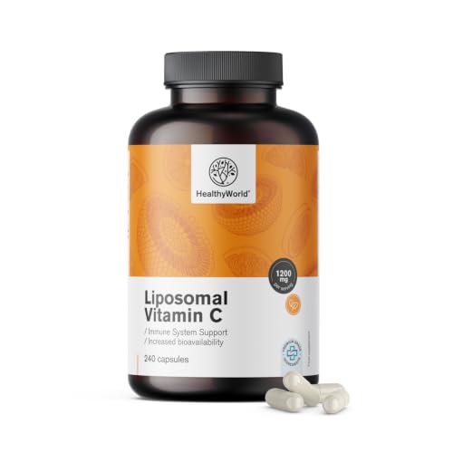 HealthyWorld Liposomales Vitamin C - 240 Pflanzenkapseln - 1200 mg Vitamin C pro Tag - mit Hagebutte und Sonnenblumen - Phospholipid-Komplex - 4-Monats-Vorrat - hohe Bioverfügbarkeit