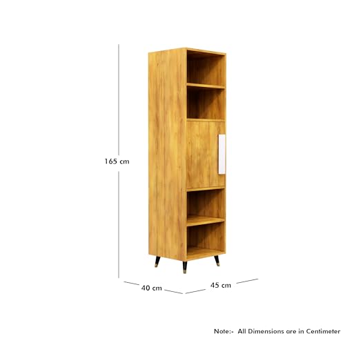 Image of Bniture Bookshelf for Home | Engineered Wood Book Shelf with 1 Door & 4 Shelf | Open Book Shelf Stand for Library | Multipurpose Display Organizer for Living Room, Study & Office | Giant Wood