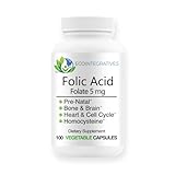 EcoIntegratives Folic Acid 5mg (Vitamin B9) – 100 Vegan Capsules – High Strength Folate Supplement – Allergen Free, Non-GMO