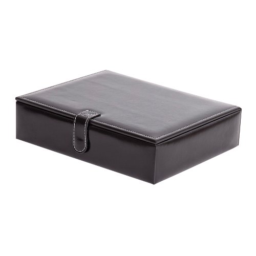 Mele & Co. Carson Men's Dresser Top Valet (Black Faux Leather)