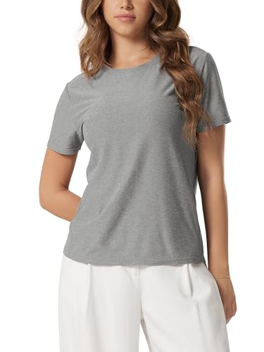 Image of ODODOS Women's Performance Cropped Tee Ultra Soft odSTRATUM Tech Short Sleeve Relaxed Top Crew Neck T-Shirts
