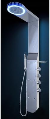 Nezza Handshower Brushed Nickel NLP-007-001-CH Aura LED Panel with Hand Shower and Six Body Jets