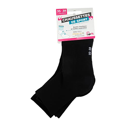 UPFIT Mixte Chaussettes - 35-38 Extensibles Renforcée Chaussettes de sport Taille 35 38 Lot 2 paires Extensibles maille respirante Composition, Noir, Taille unique EU Cover