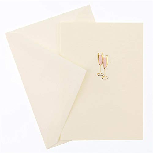 Image of Graphique Pink Champagne La Petite Presse Boxed Notecards - 10 Embellished Gold Foil Champagne Blank Cards with Matching Envelopes, 3.25 inch x 4.75 inch