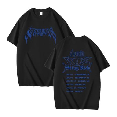 Photo de NCTCITY Homme Femme T-Shirt en Coton Stray Kids Dominate Imprimé Tee Shirt Manches Courtes Unisexe Harajuku Tops pour Concerts Tour BangChan Lee Know Changbin Hyunjin Han Felix Seungmin I.N