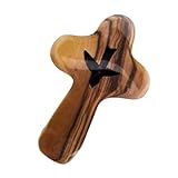 DEKKRYNFV Taschenkreuze Aus Olivenholz Trost Und Gebet Handgehaltenes Holzkruzifix Palmengröße Kruzifix Christliches Geschenk Taschenkreuz Aus Olivenholz