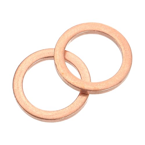 sourcing map M10 Flat Washer, 26 Pcs Copper Ring Flat Washers 14mm OD 1mm Thick Metal Sealing Gasket Ring for Screws Bolts Nuts