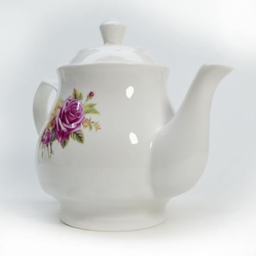 Image of Porcelain Teapot, Ceramic White Teapot With Floral Coffee Tea Water Pot Vintage Ceramic Kettle (28oz)