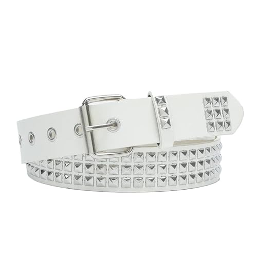 Punk Rivet Needle Buckle Male And Female Rock Pearl Leather Belt Dress Jeans