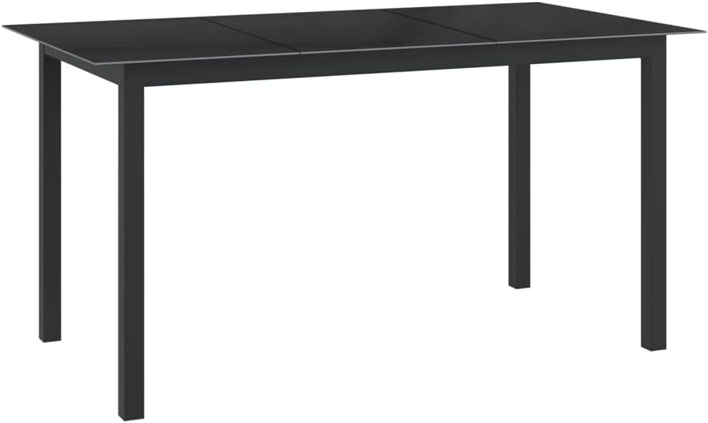 Patio Table,Outdoor Dining Table,Outdoor Coffee Table,Outdoor Patio Furniture,Bistro Table,Balcony Table,Rectangle Table,for Garden,Backyard,Deck,Porch,Black 59.1"x35.4"x29.1" Aluminum and Glass