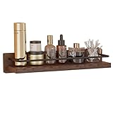 ESTANTERÍA DE PARED MULTIFUNCIONAL: Estante flotante de madera rústica, perfecto para el baño, la sala de estar, la decoración de la pared de la oficina del dormitorio y el almacenamiento de la cocina: estantes de pared para exhibir libros, marcos de fotos, cuadros, jarrones y plantas, manualidades, trofeos. La barra metálica de uso versátil se puede instalar en el estante como barandilla o debajo del estante flotante como toallero, o incluso desinstalarlo.