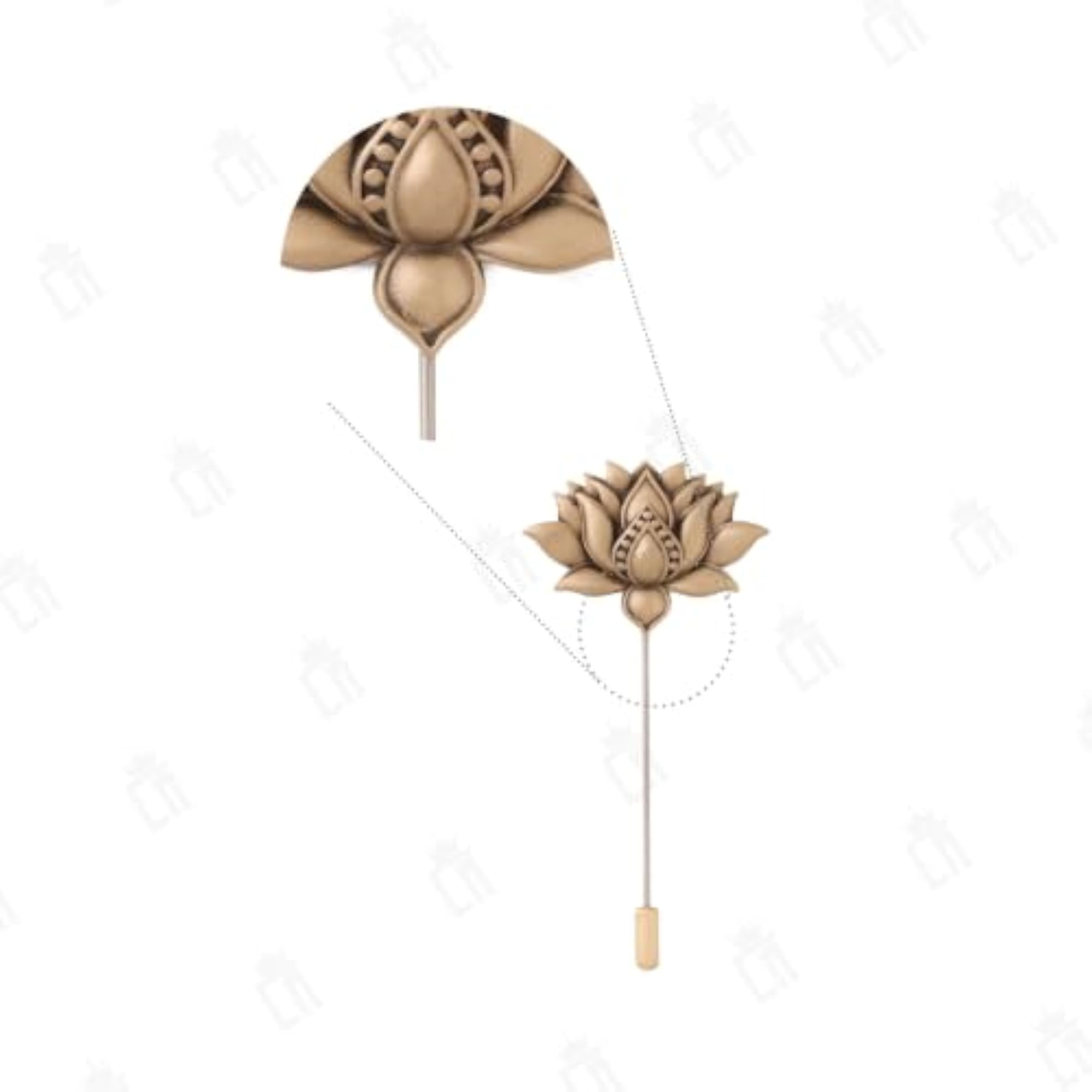 Antique Gold Brass Divine Lotus Lapel Pin