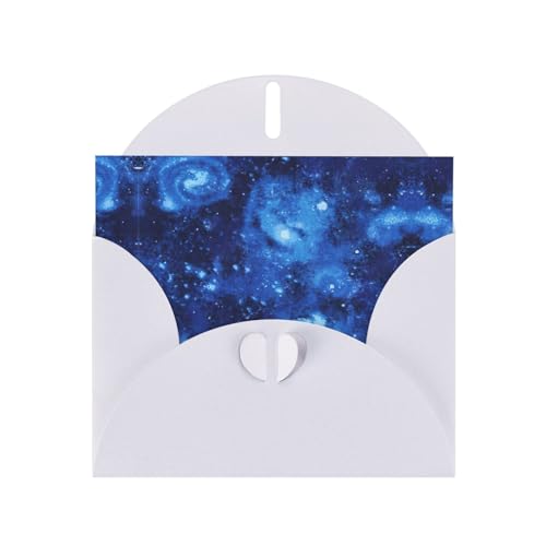Hermosas tarjetas de felicitación con estampado de galaxia espacial del universo azul, sobres incluidos, tarjetas de felicitación en blanco para bodas, eventos, cumpleaños