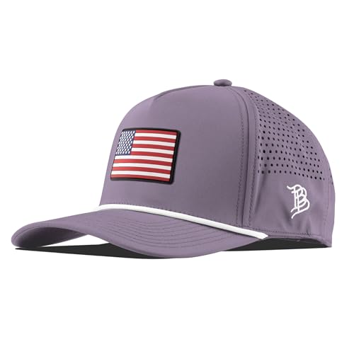 Image of Branded Bills Old Glory PVC Curved 5 Panel Rope Hat for Men, Purple, Fits 7-7 7 /8, Adjustable Snapback |